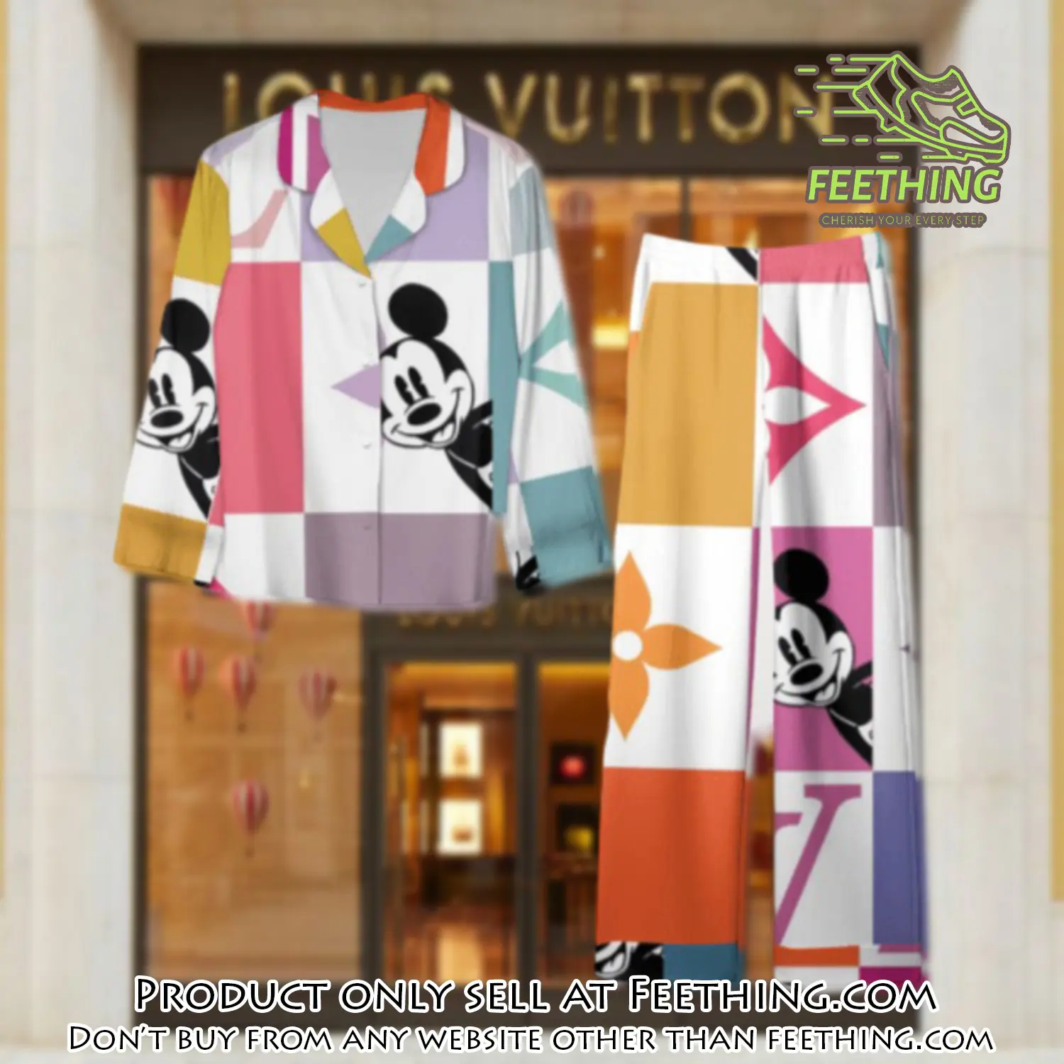 Trending luxury lv satin pajama set pjs1111 ft5909402